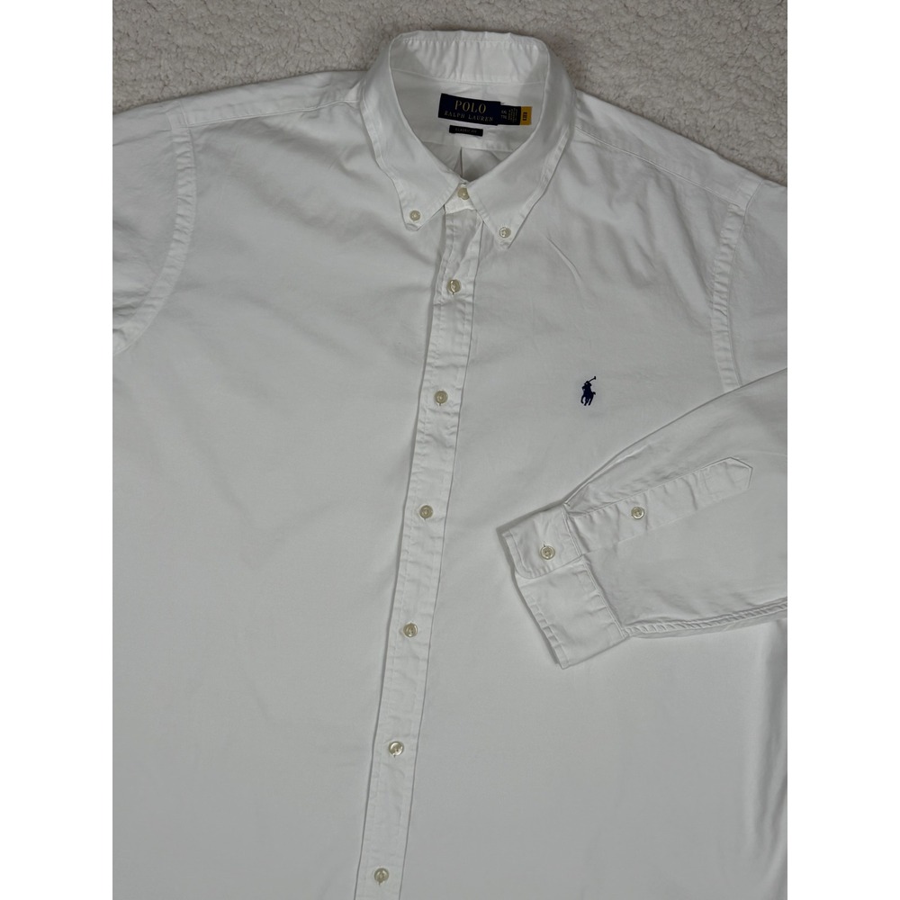 Polo Ralph Lauren Mens XXL White Stretch Poplin Button Down Shirt Classic Fit